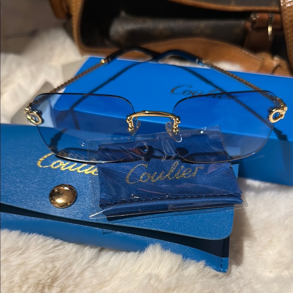 Blue and Gold Women's Glasses - Picture 6 of 9